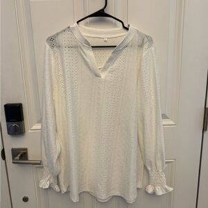 Elegant White Eyelet Women's Top